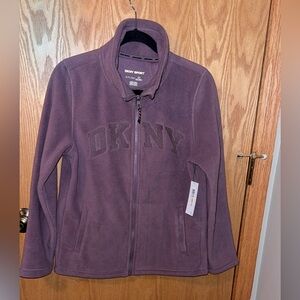 DKNY Sport Tech Fleece Full-Zip Jacket with Varsity Twill Logo